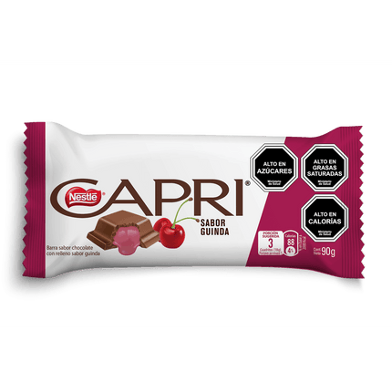 Chocolate de Leche Capri Relleno Guinda 90 g