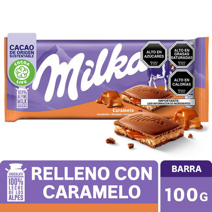 Chocolate de Leche Milka Relleno con Crema de Caramelo 100 g