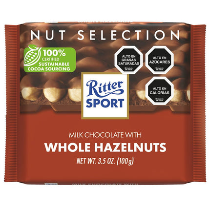 Chocolate de Leche Ritter Sport con Avellanas Enteras 100 g