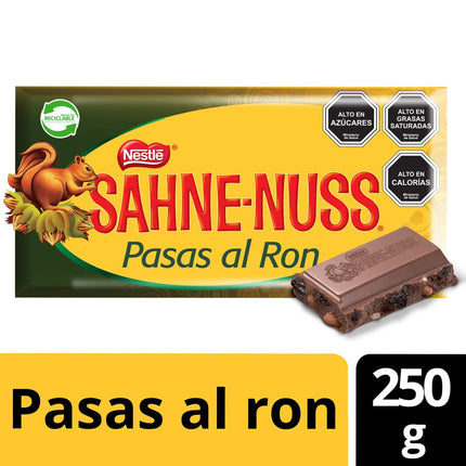 Chocolate de Leche Sahne Nuss Pasas Al Ron 250 g