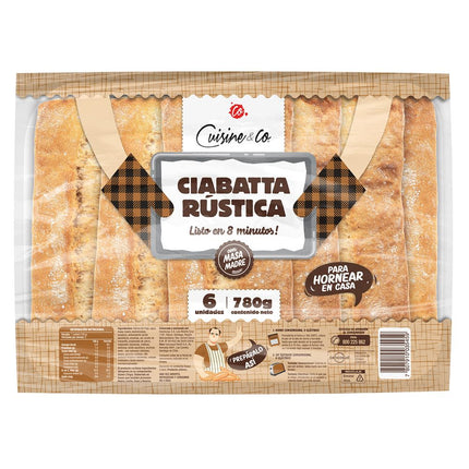 Pan Ciabatta Rústica Cuisine & Co Precocido 6 un.