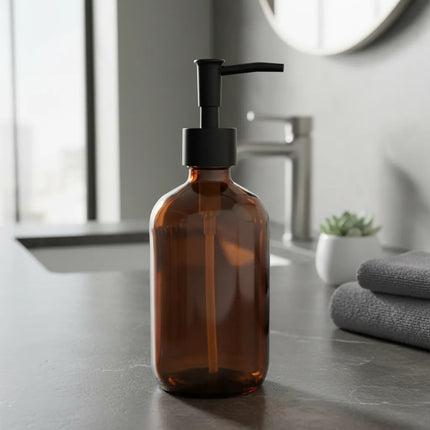 Dispensador Jabón Vidrio Ambar 450 ml Home Logics 1 un | Apishop.cl