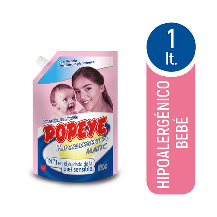 Detergente Líquido Popeye Bebé Hipoalergénico Matic 1 L