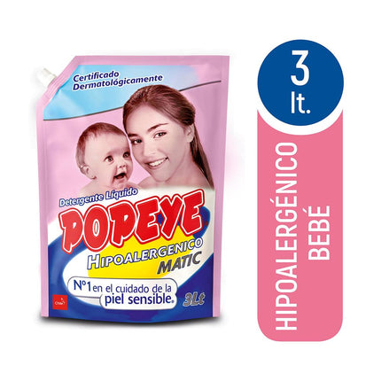 Detergente Líquido Popeye Bebé Hipoalergénico 3 L