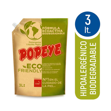 Detergente Líquido Popeye Ecofriendly Matic 3 L