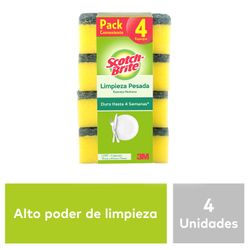 Esponja Scotch-Brite Abrasiva Limpieza Pesada 4 un.