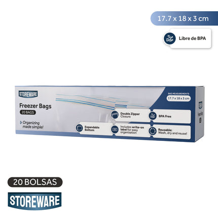 Bolsas Herméticas Freezer 18 x 18 cm Storeware 20 un | Apishop.cl