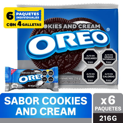 Pack Galletas Oreo Sabor Cookies & Cream 36 g 6 un.