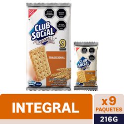 Galletas Saladas Club Social Integrales 216 g 9 Paquetes