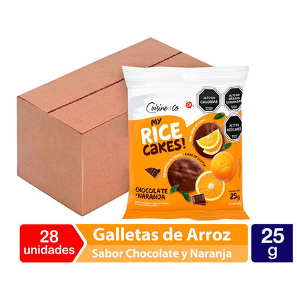 Caja 28 un. Galletas de Arroz Cuisine & Co Chocolate Naranja 25 g
