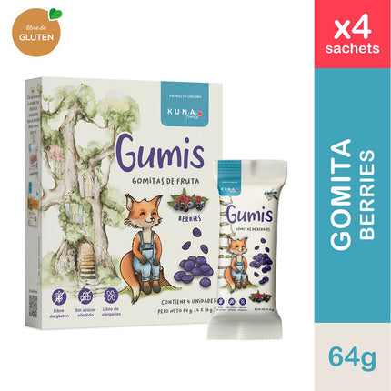 Gomitas de Fruta Kuna Foods Gumis de Berries 4 un.