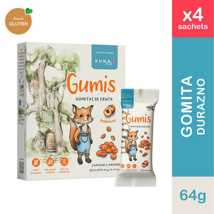 Gomitas de Fruta Kuna Foods Gumis de Durazno 4 un.