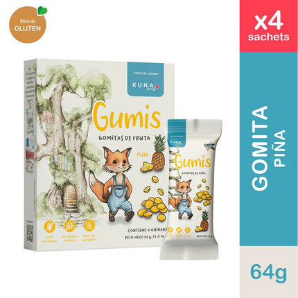 Gomitas de Fruta Kuna Foods Gumis de Piña 4 un.