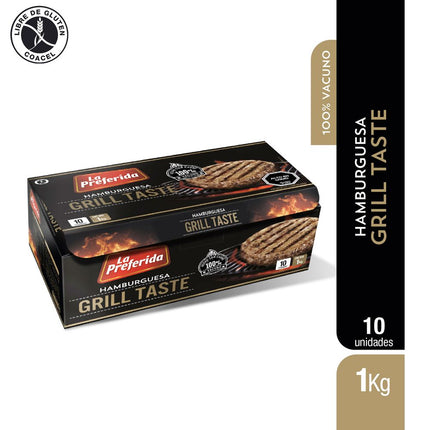 Hamburguesa de Vacuno La Preferida Grill Taste Caja 1 kg 10 un.