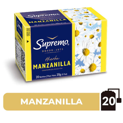 Hierba Manzanilla Supremo Caja 20 g 20 un.