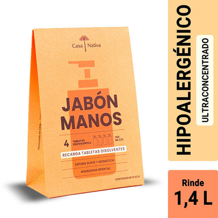 Pack 4 un. Jabón Espuma Casa Nativa Mandarina Oriental