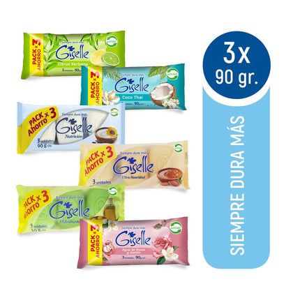 Pack 3 un. Jabón Giselle Tocador 90 g