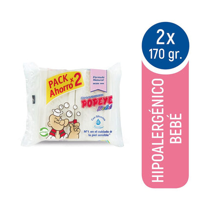 Jabón de Lavar Barra Hipoalergénico Popeye Bebé 170 g 2 un.