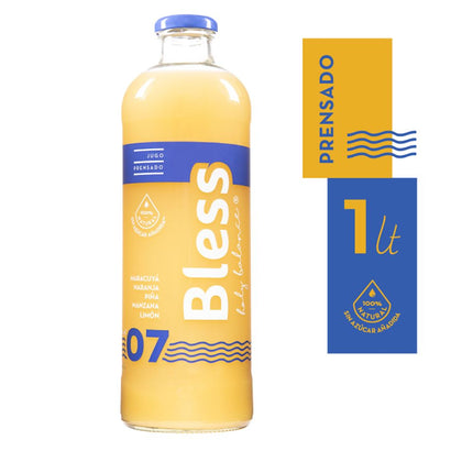 Jugo Natural Prensado Bless 07 Maracuyá, Naranja, Piña, Manzana y Limón 1 L