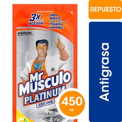 Limpiador de Cocina Mr. Músculo Extra Power Limón Repuesto 450 ml