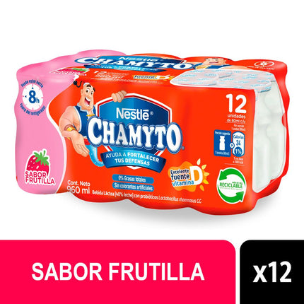 Multipack 12 un. Yogurt Probiótico Chamyto Frutilla 80 ml