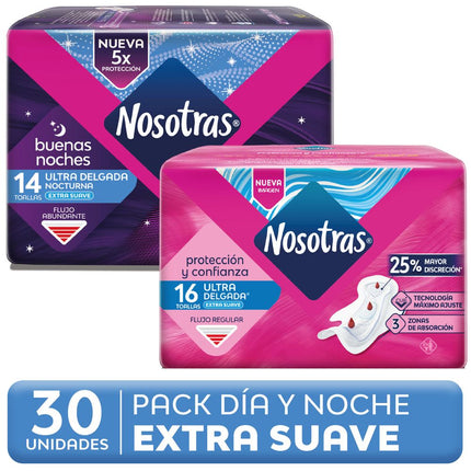 Pack Toallas Higiénicas Nosotras Día y Noche 30 un.
