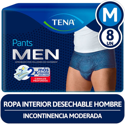 Pañal Adulto Tena Pants Men Color Azul Talla M 8 un.