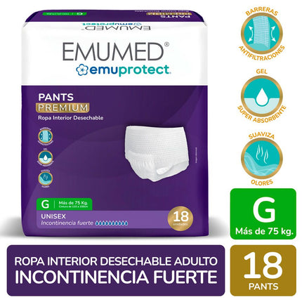 Pañales Adulto Pants Emumed-Emuprotect Talla G 18 un.