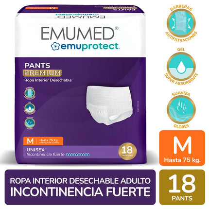 Pañales Adulto Pants Emumed-Emuprotect Talla M 18 un.
