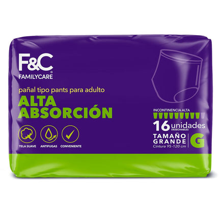 Pañales Adultos Pants Family Care Talla G 16 un.