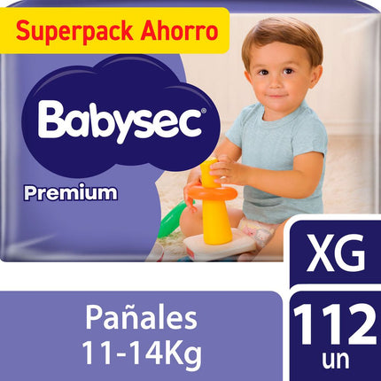 Pañales Babysec Premium Talla XG 112 un.