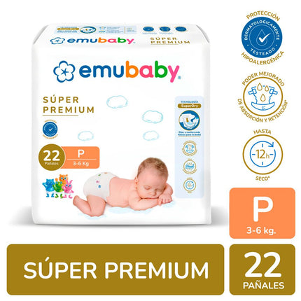 Pañales Emubaby Super Premium Talla P 22 un.