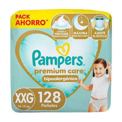 Pañales Pampers Premium Care 11-15 kg Talla XXG 128 un.