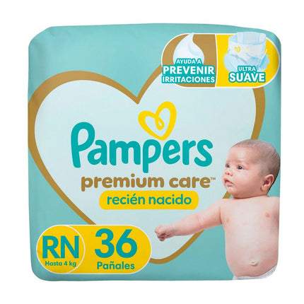 Pañales Pampers Premium Care Recién Nacido Talla RN 36 un.