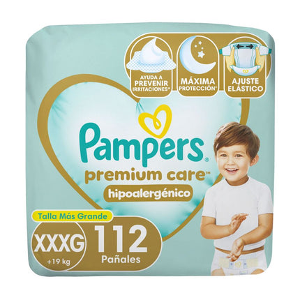 Pañales Pampers Premium Care Talla XXXG (+19 kg) 112 un.