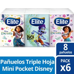 Pañuelos Elite Triple Hoja Compacto Diseño 6 Paquetes de 8 Pañuelos