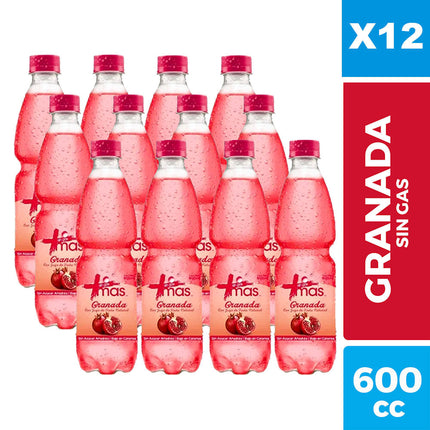 Caja 12 un. Agua Saborizada Mas Granada Sin Gas 600 ml