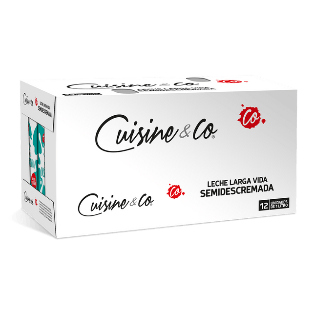 Pack 12 un. Leche Cuisine & Co Semidescremada 1 L
