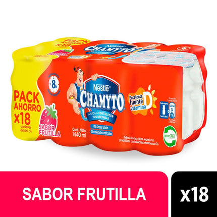 Pack 18 un. Bebida Láctea Chamyto Frutilla 80 ml