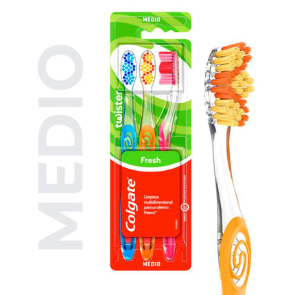 Pack 3 un. Cepillo de Dientes Colgate Twister Medio