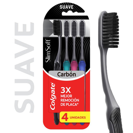 Pack 4 un. Cepillo de Dientes Colgate SlimSoft Black