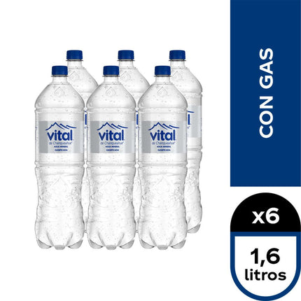Pack 6 un. Agua Mineral Vital Gasificada 1.6 L