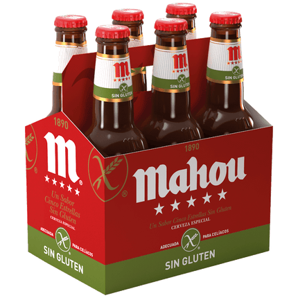 Pack 6 un. Cerveza Mahou Lager Sin Gluten 5.5° 330 cc