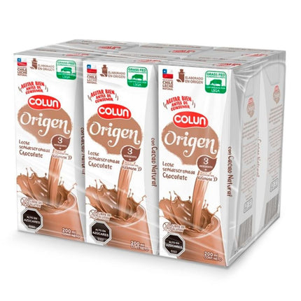 Pack 6 un. Leche Colun Origen Chocolate 200 ml