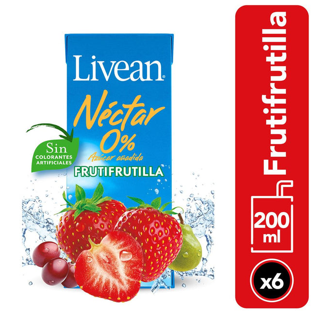 Pack 6 un. Néctar Livean Frutifrutilla 200 ml