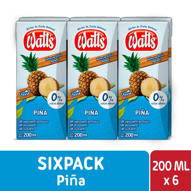 Pack 6 un. Néctar Watt's Light Piña 200 cc
