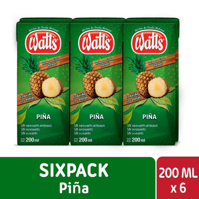 Pack 6 un. Néctar Watt's Piña 200 cc