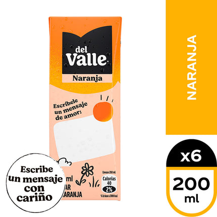 Pack 6 un. Néctar del Valle Naranja 200 cc