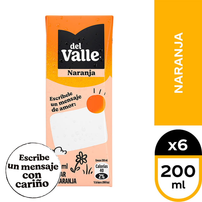 Pack 6 un. Néctar del Valle Naranja 200 cc
