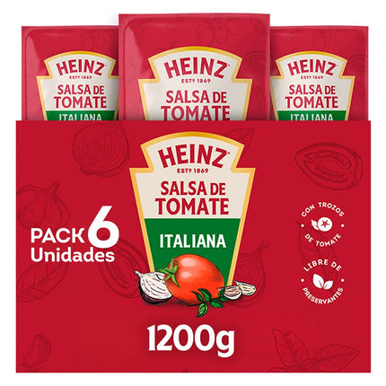 Pack 6 un. Salsa de Tomate Heinz Italiana Bolsa 1200 g